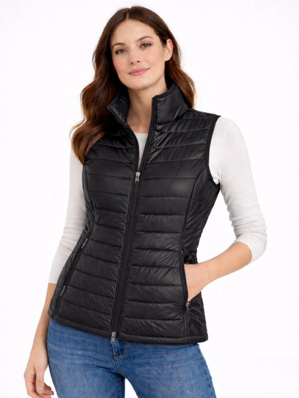 Black Live A Little (LAL) Womens Puffer Vest with a Tailored Fit - size Small